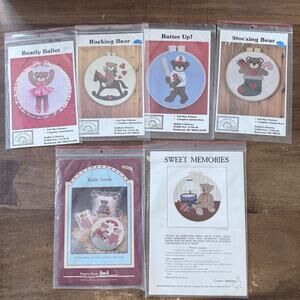 6 Vintage Applique Hoop Art Patterns Teddy Bears, sewing quilting Quilter’s T68